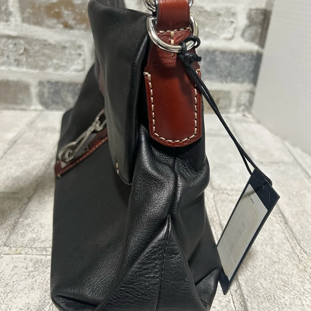 Tumi hobo bag / crossbody purse bag / travel bag black/brown leather New